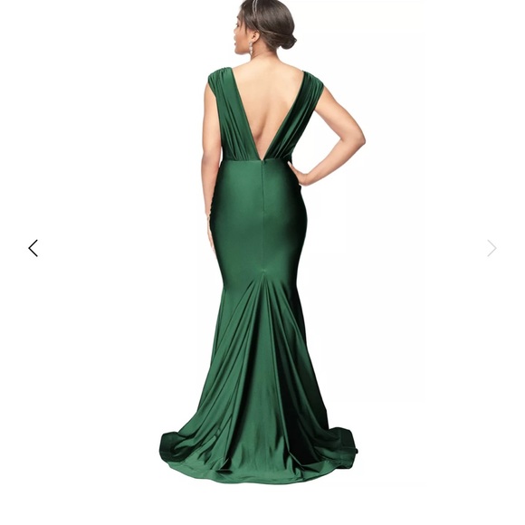 Size 8 Bill Levkoff Hunter Green Bridesmaid Gown - Picture 2 of 4
